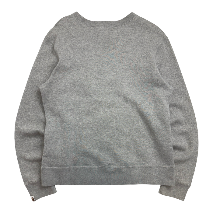 BAPE Sta Embroidered College Logo Crewneck Grey (USED) | Vitnage Clothing Store Canada