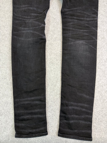 AMIRI Embroidered Paint Drip Core Logo Distressed Skinny Jeans Black (USED)