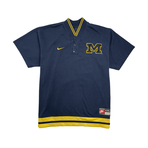 (XXL) Vintage 2000s Nike Michigan Snap Button Baseball Jersey Navy | Vintage Clothing Store Canada