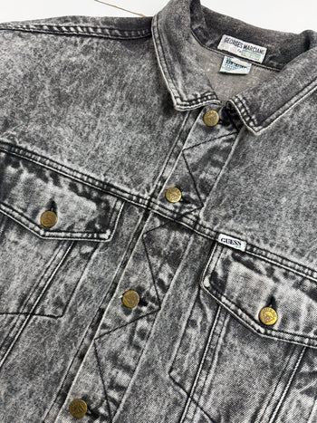 Vintage Guess Acid Washed Button Up Denim Jacket