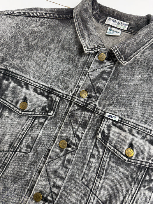 Vintage Guess Acid Washed Button Up Denim Jacket | Vitnage Clothing Store Canada