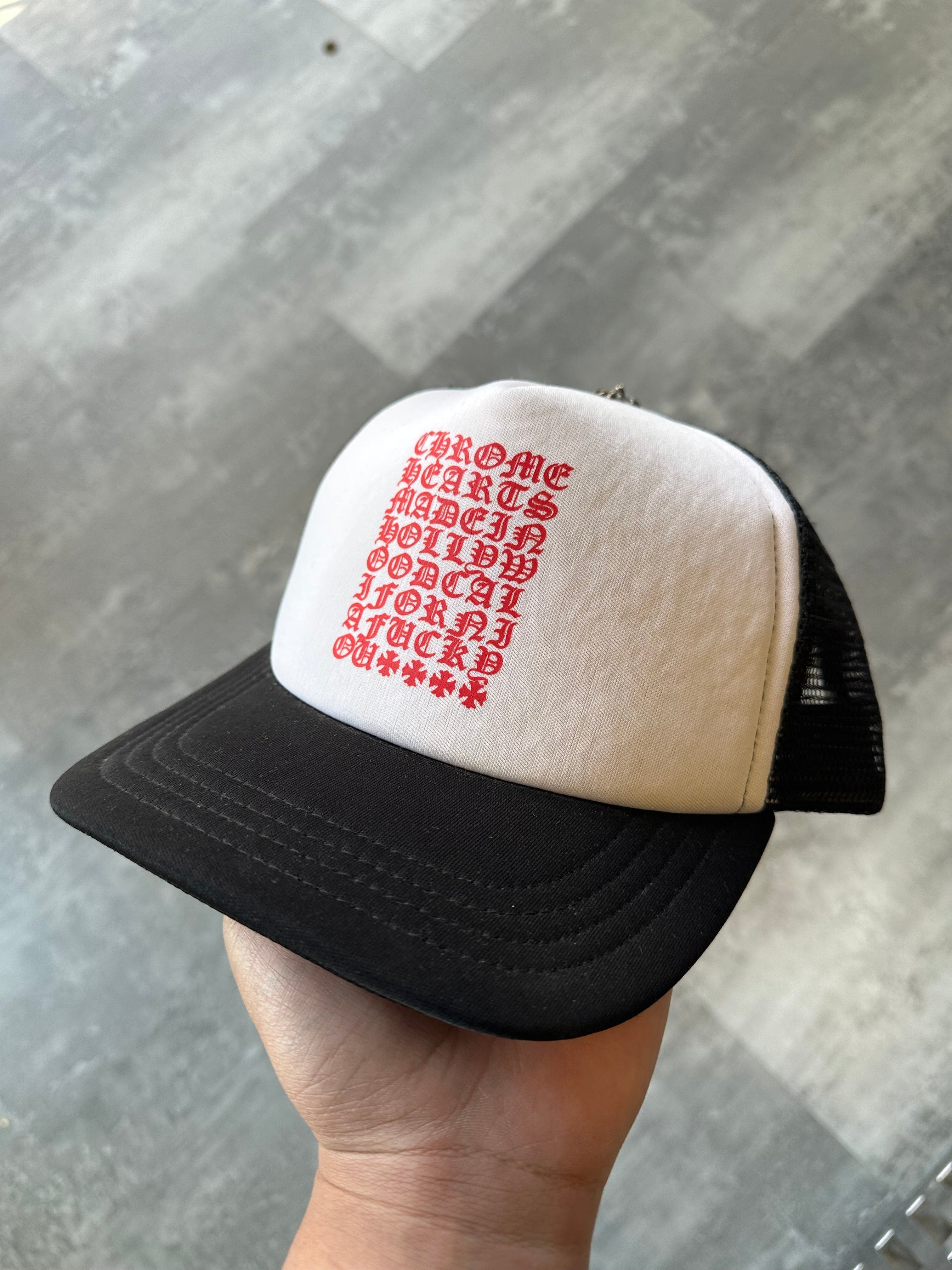 Chrome Hearts Eyechart Trucker Hat Black/White