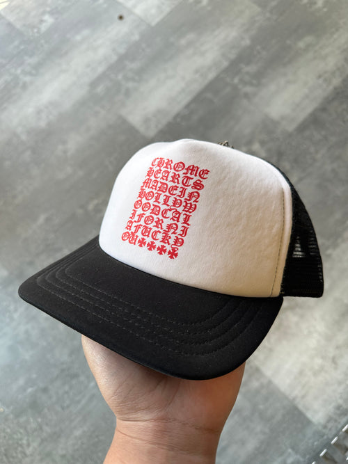 Chrome Hearts Eyechart Trucker Hat Black/White | Vintage Clothing Store Canada