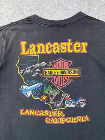 Vintage Harley Davidson Lancaster Spaceship Tee Black