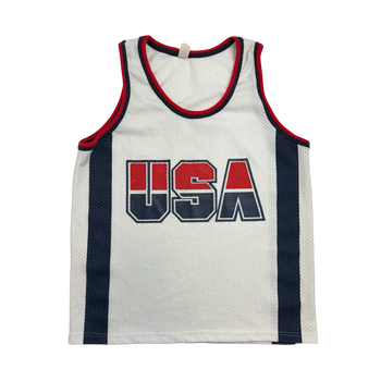 (L) Vintage 90s Team USA Basketball #5 Jersey White