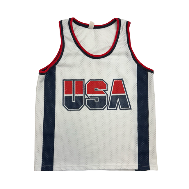 (L) Vintage 90s Team USA Basketball #5 Jersey White