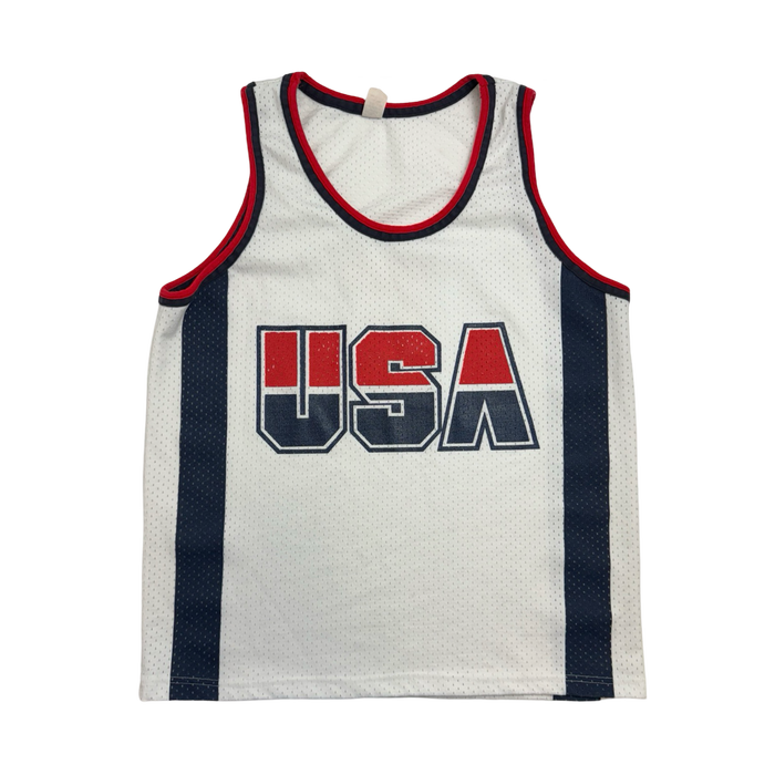 (L) Vintage 90s Team USA Basketball #5 Jersey White | Vitnage Clothing Store Canada