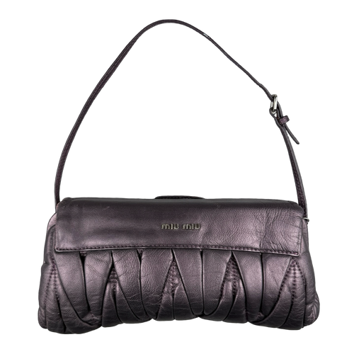 Miu Miu Vitello Lux Matelasse Flap Pochette Purple