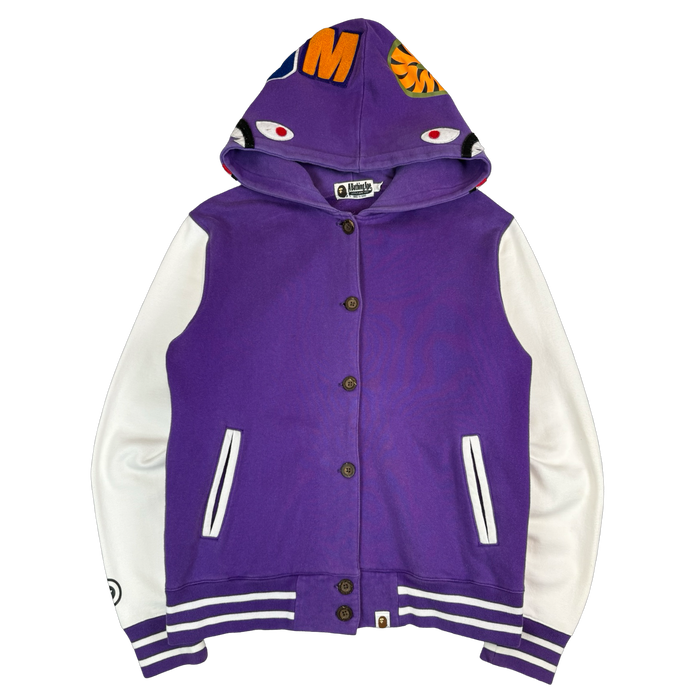 BAPE Varsity Shark Jacket Purple (USED) | Vitnage Clothing Store Canada