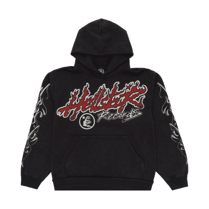 Hellstar Studios Records Tour Hoodie Washed Black | Vitnage Clothing Store Canada