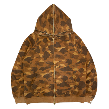 2000s BAPE OG Camo Full Zip Hoodie Brown (USED)
