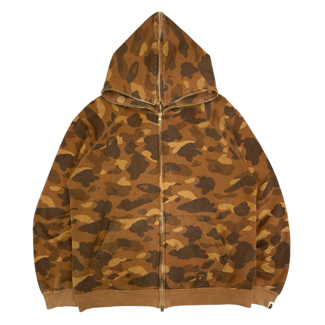 2000s BAPE OG Camo Full Zip Hoodie Brown (USED)