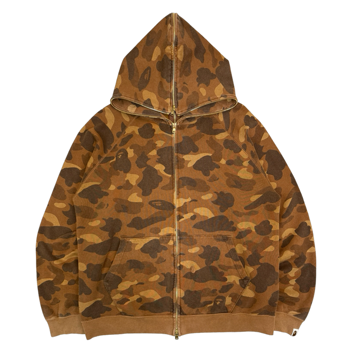2000s BAPE OG Camo Full Zip Hoodie Brown (USED) | Vitnage Clothing Store Canada
