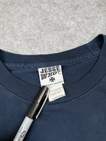 Vintage West Coast Choppers Script Sleeve Logo L/S Tee Navy/Red