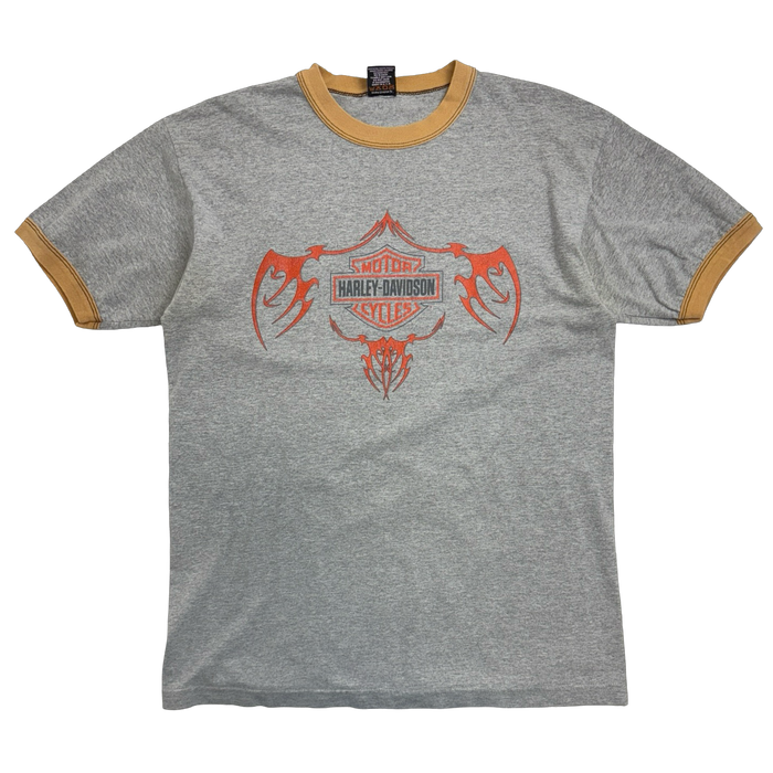 Vintage 2000s Harley Davidson USA Eagle Ringer Tee Grey | Vitnage Clothing Store Canada