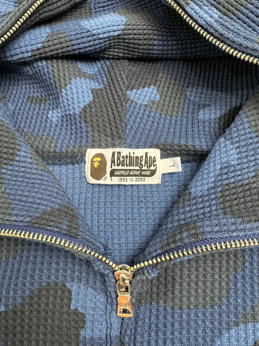 BAPE Color Camo Waffle Hoodie Navy (USED) | Vitnage Clothing Store Canada