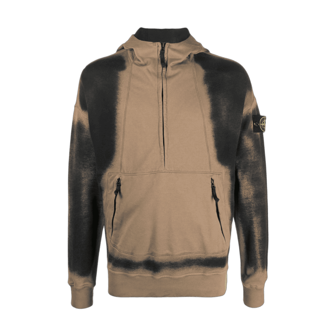 Stone Island Half-Zip Cotton Hoodie Black/Taupe