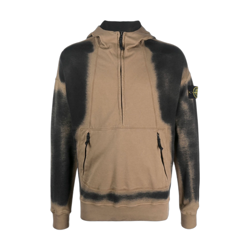 Stone Island Half-Zip Cotton Hoodie Black/Taupe | Vintage Clothing Store Canada