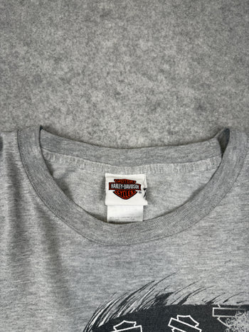 Vintage Harley Davidson Biker Skull L/S Tee Grey