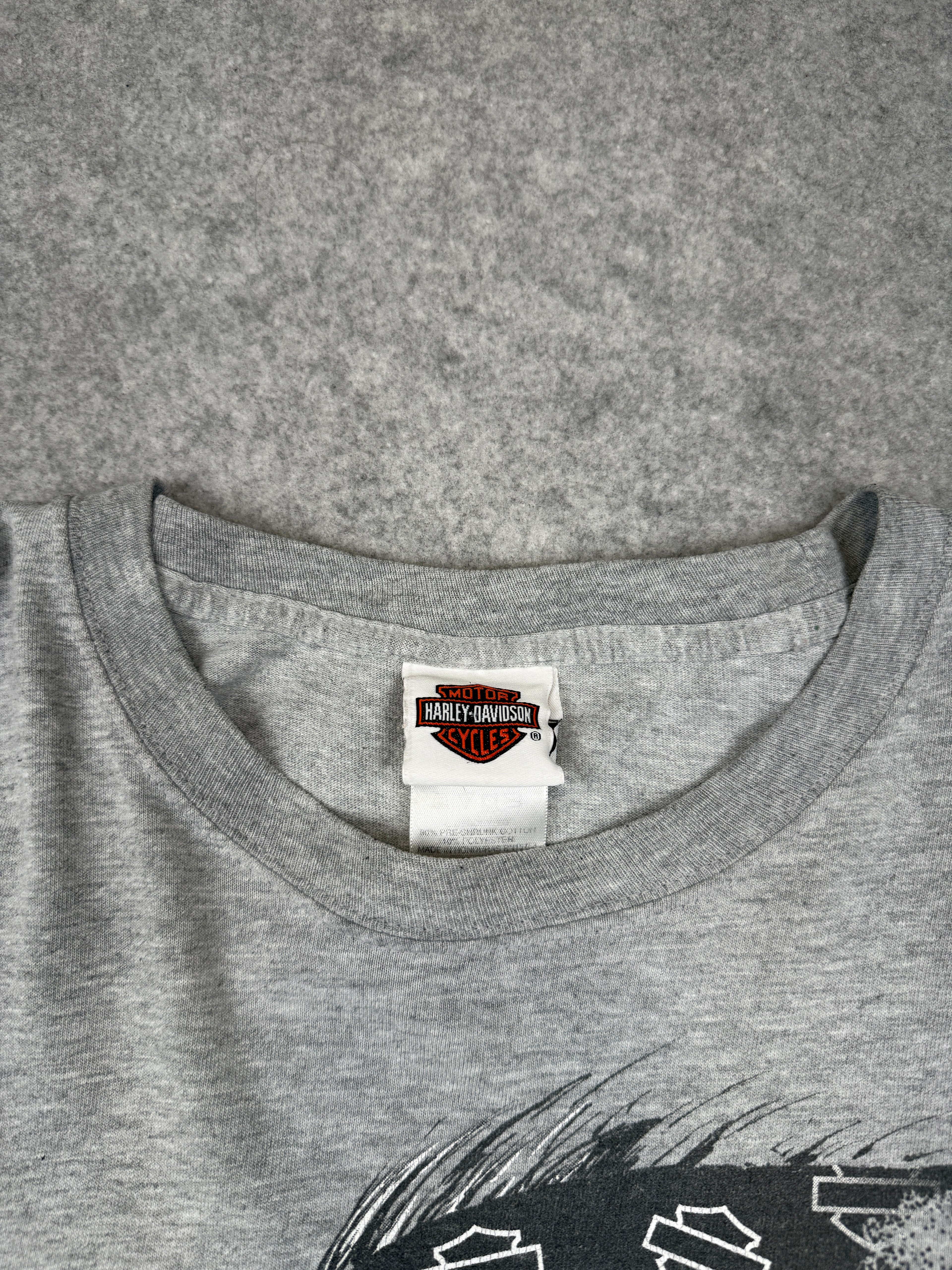Vintage Harley Davidson Biker Skull L/S Tee Grey
