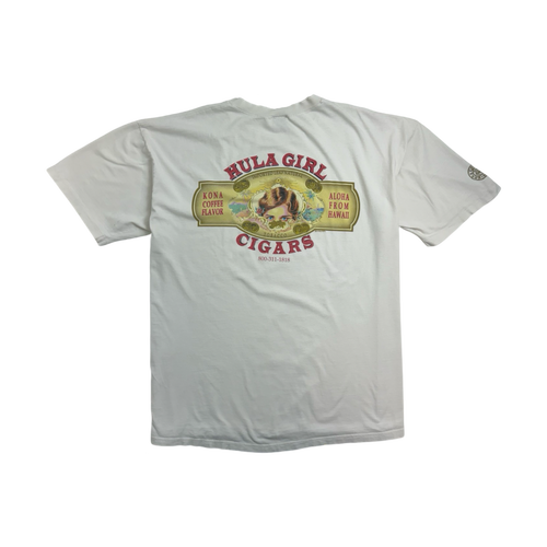 (XL) Vintage 90s Hula Girl Cigars Promo Tee White | Vintage Clothing Store Canada