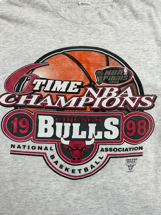 (L) Vintage '98 Chicago Bulls 6-Time Champs Tee Grey | Vitnage Clothing Store Canada