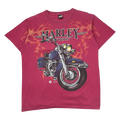Vintage Harley Davidson Bike Flame Tee Magenta