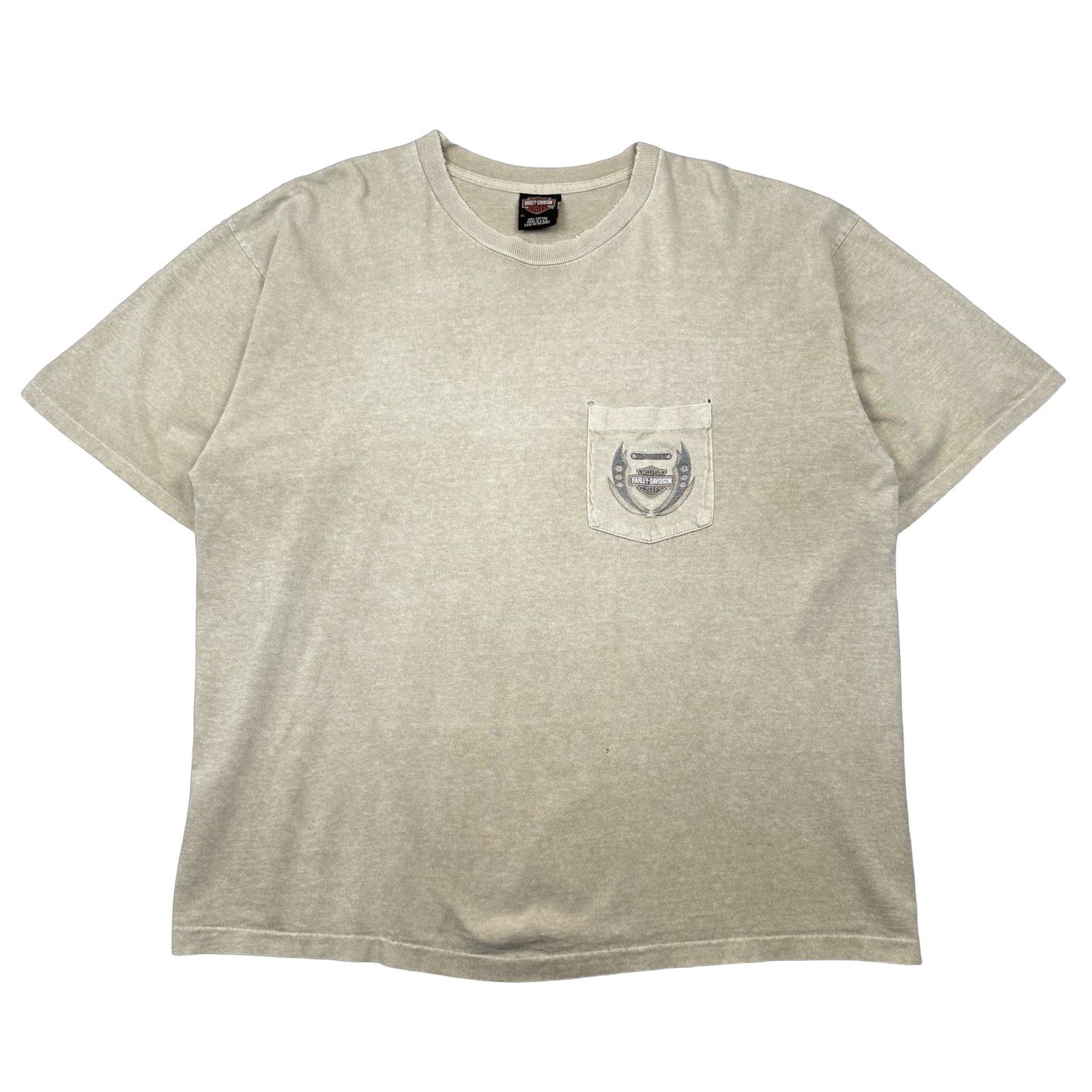Vintage Harley Davidson Four Corners Pocket Tee Beige