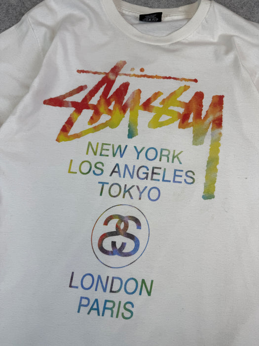 Stussy Tye Dye Tour Tee White (USED) | Vitnage Clothing Store Canada