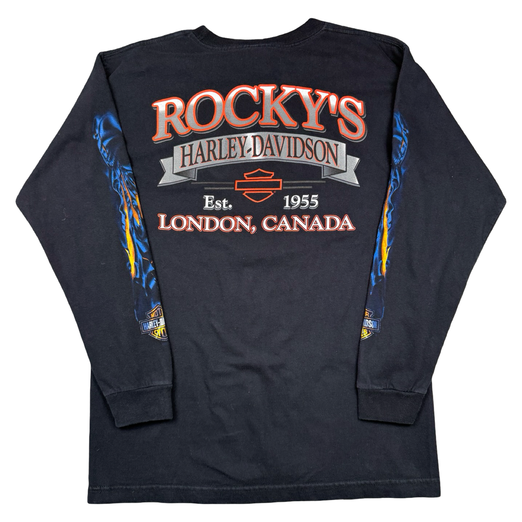 Vintage Harley Davidson Ripped Eagle L/S Tee Black