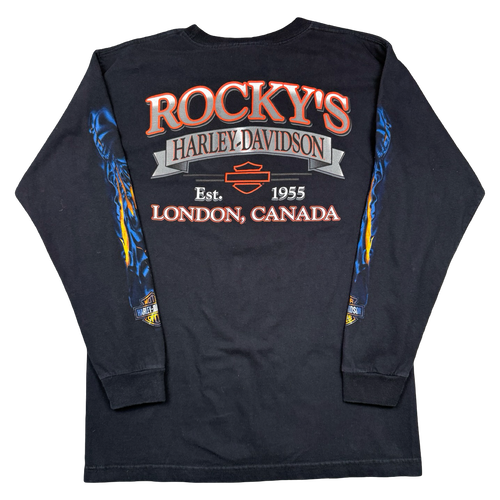 Vintage Harley Davidson Ripped Eagle L/S Tee Black | Vintage Clothing Store Canada