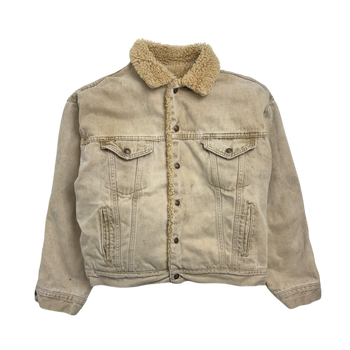 Vintage Sherpa Lined Levis Denim Jacket Cream