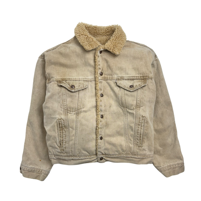 Vintage Sherpa Lined Levis Denim Jacket Cream