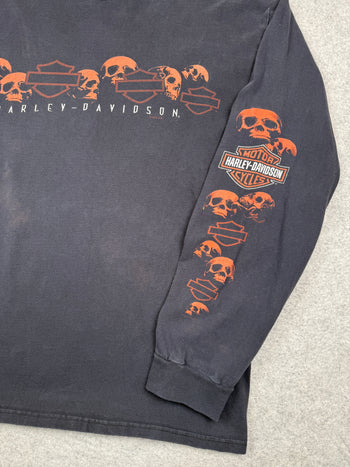Vintage Harley Davidson Skull Sleeve L/S Tee Black