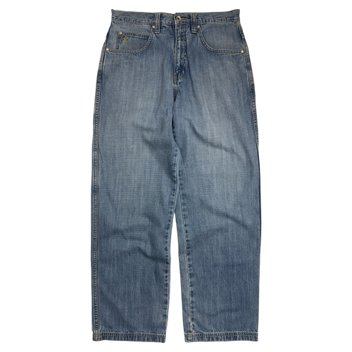 Rocawear Embroidered Logo Blue Denim Pants | Vintage Clothing Store Canada