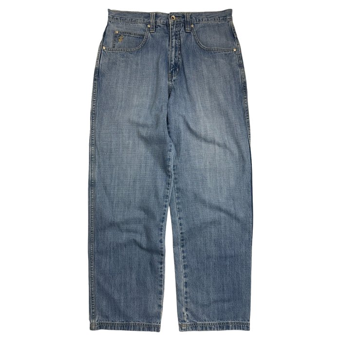 Rocawear Embroidered Logo Blue Denim Pants | Vitnage Clothing Store Canada