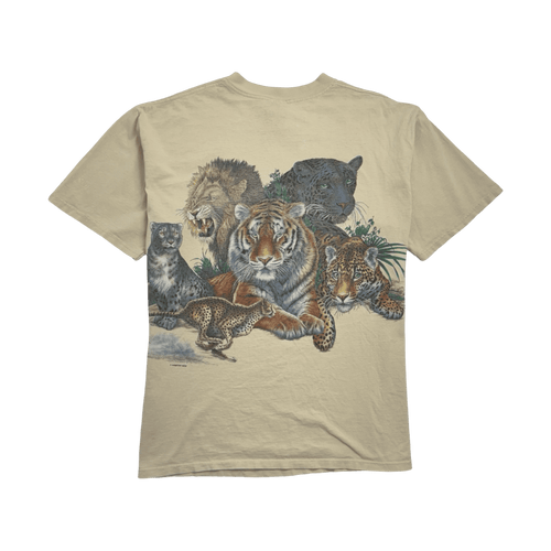 Vintage 90s Nature Big Cats Tee Cream | Vintage Clothing Store Canada