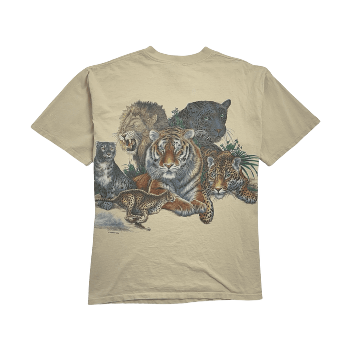Vintage 90s Nature Big Cats Tee Cream | Vitnage Clothing Store Canada