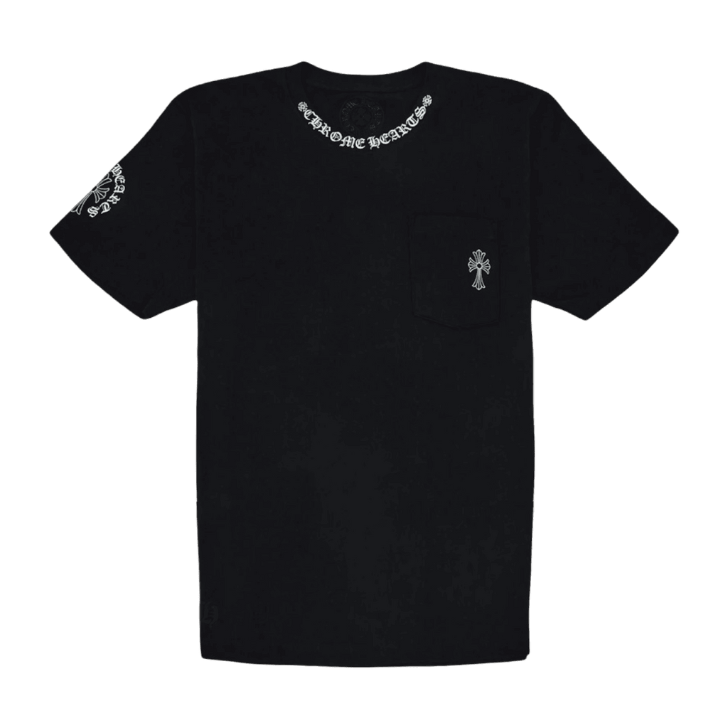 Chrome Hearts Neck Script Cross Pocket Tee Black