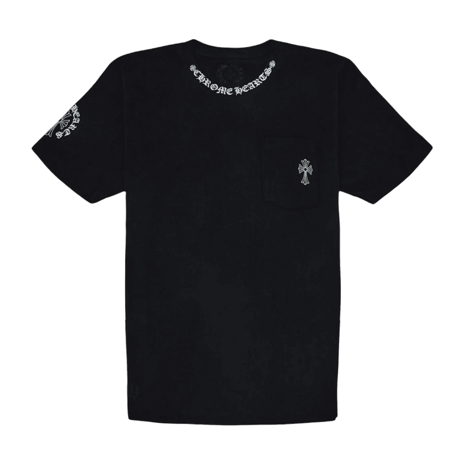 Chrome Hearts Neck Script Cross Pocket Tee Black