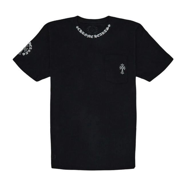 Chrome Hearts Neck Script Cross Pocket Tee Black