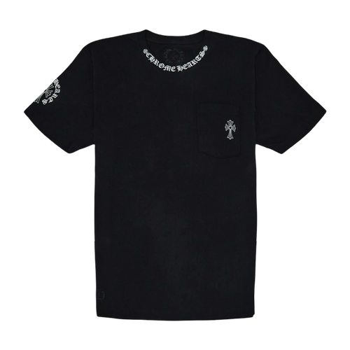 Chrome Hearts Neck Script Cross Pocket Tee Black | Vintage Clothing Store Canada