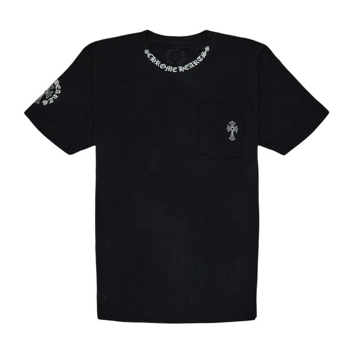 Chrome Hearts Neck Script Cross Pocket Tee Black | Vitnage Clothing Store Canada