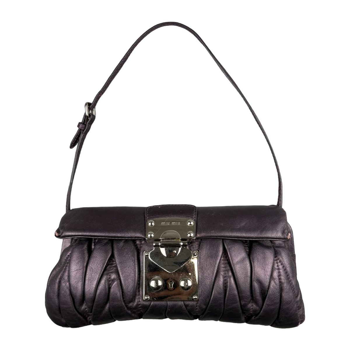 Miu Miu Vitello Lux Matelasse Flap Pochette Purple