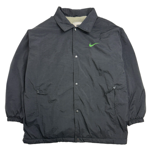 Vintage 90s Nike Fleece Lined Parka Jacket Black | Vintage Clothing Store Canada