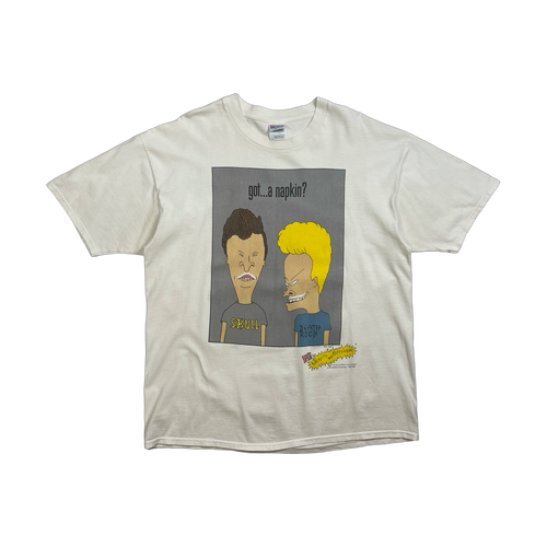 Vintage ‘97 Beavis and Butthead Napkin Tee White | Vintage Clothing Store Canada