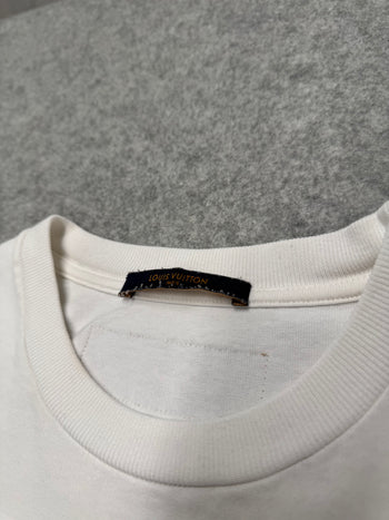 Louis Vuitton Embroidered Cursive Logo Tee White (USED)