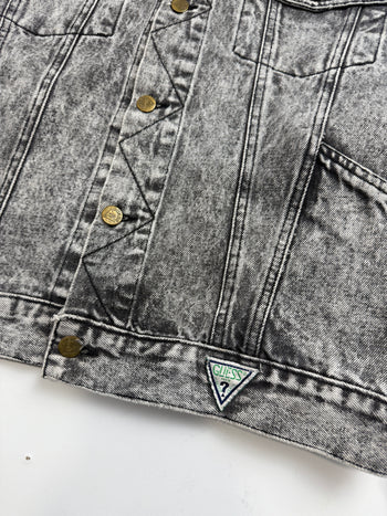 Vintage Guess Acid Washed Button Up Denim Jacket
