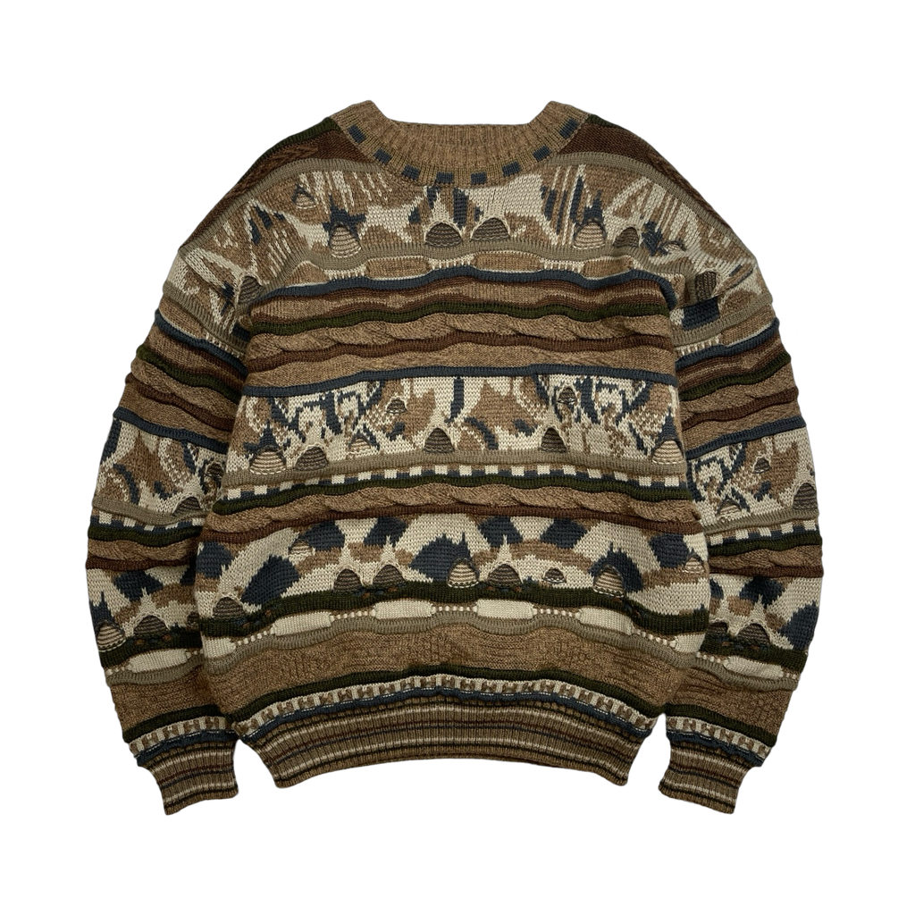 Vintage Tosani 3D Textured Knit Sweater Brown