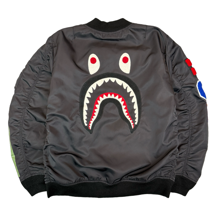 BAPE MA-1 Shark Bomber Jacket Black (USED) | Vitnage Clothing Store Canada